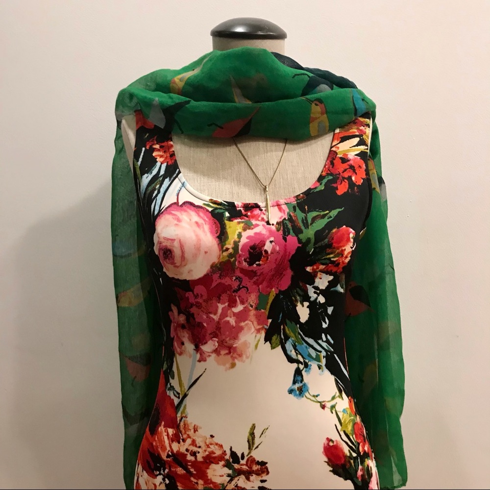 Unbranded Multicolor Rectangular Scarf With Bird … - image 7